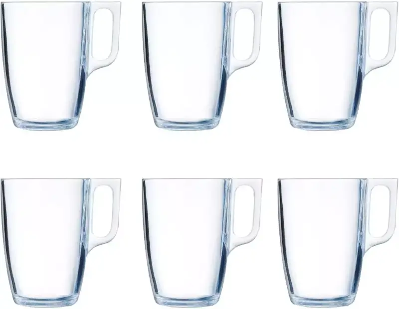 Set 6 Tazas de Vidrio para Desayuno Mugs Capacidad 40cl, Negro. Set 6 Tazas de Vidrio para Desayuno Mugs Capacidad 40cl, Negro.