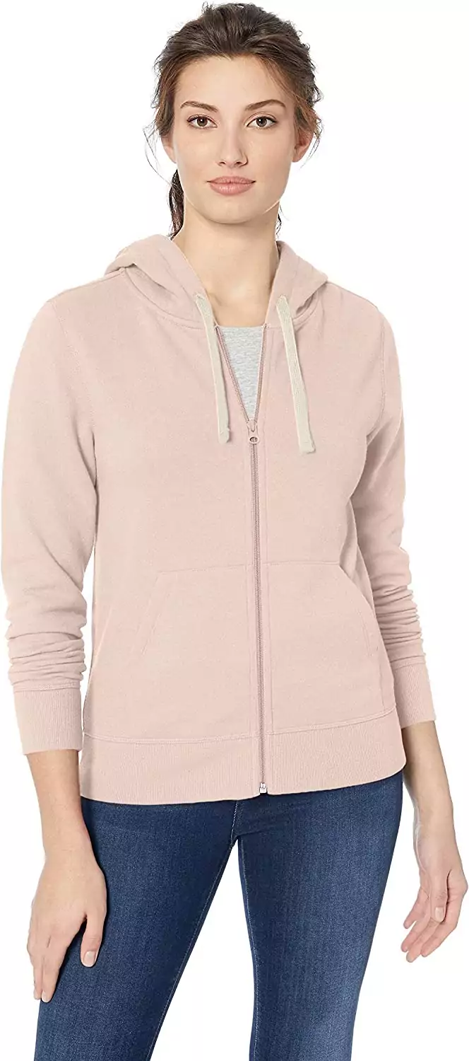 Sudadera Amazon Essentials de Cremallera Completa, Talla Grande, Rosa Claro Sudadera Amazon Essentials de Cremallera Completa, Talla Grande, Rosa Claro