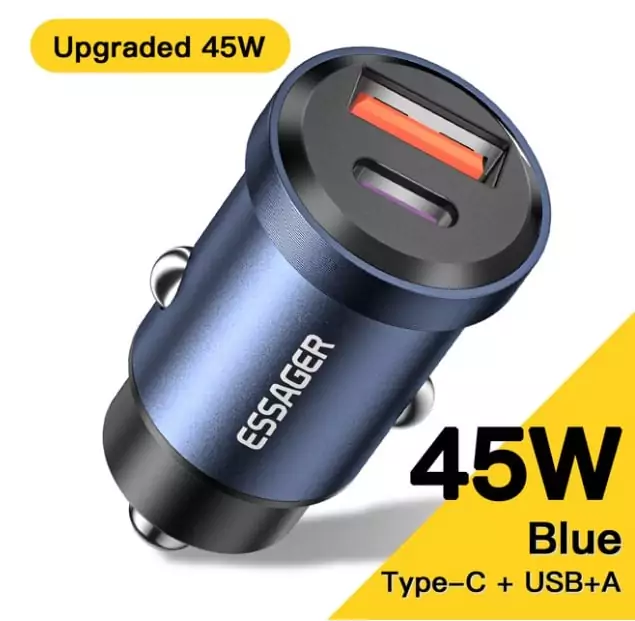 Cargador de coche Essager USB-C + USB-A 45W Cargador de coche Essager USB-C + USB-A 45W
