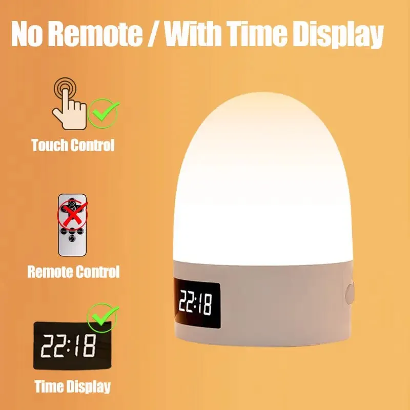Luz nocturna táctil recargable con reloj Luz nocturna táctil recargable con reloj