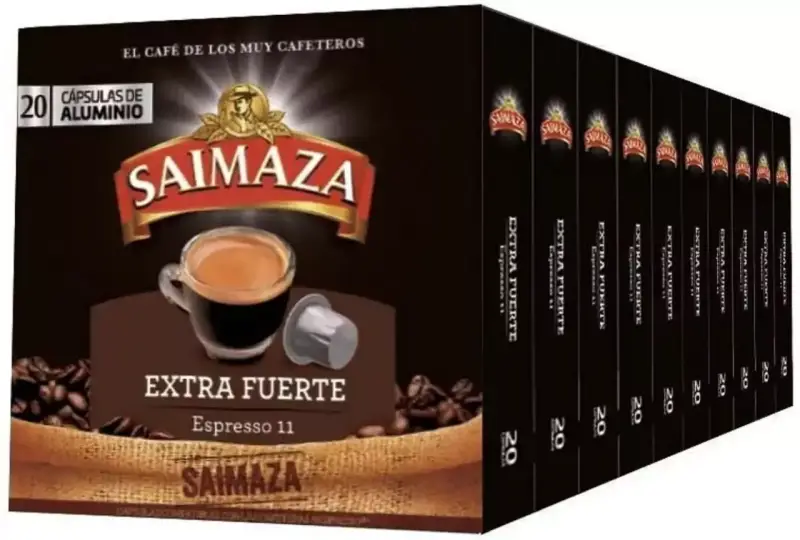 10 cajas de 20 cápsulas Café Espresso Extra Fuerte Saimaza 10 cajas de 20 cápsulas Café Espresso Extra Fuerte Saimaza