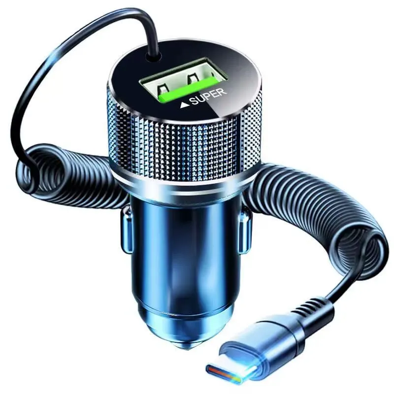 Cargador de coche USB con Cable tipo C Cargador de coche USB con Cable tipo C