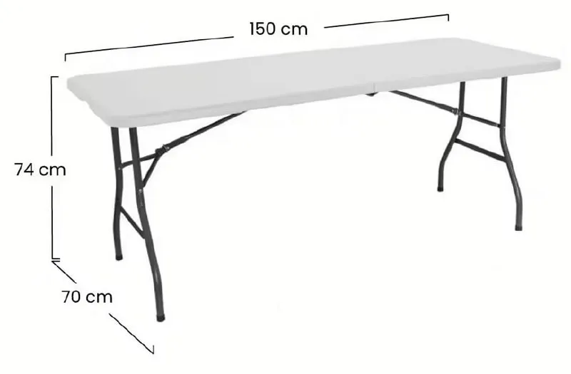 Mesa plegable resina 150x74x70cm Mesa plegable resina 150x74x70cm