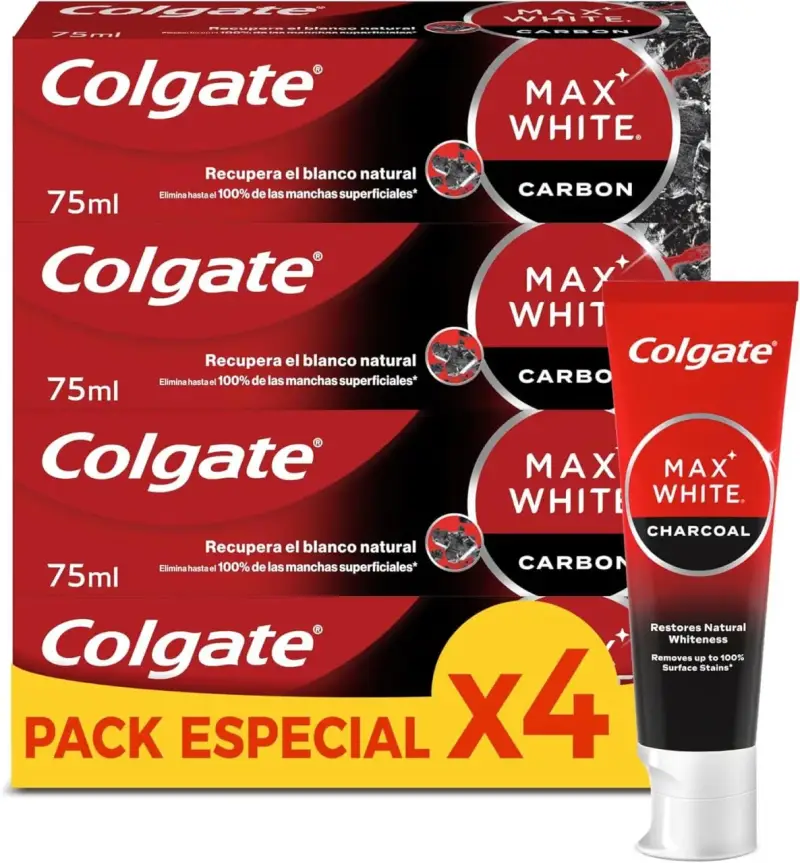 4x 75 ml Pasta dental Colgate Max White Charcoal 4x 75 ml Pasta dental Colgate Max White Charcoal