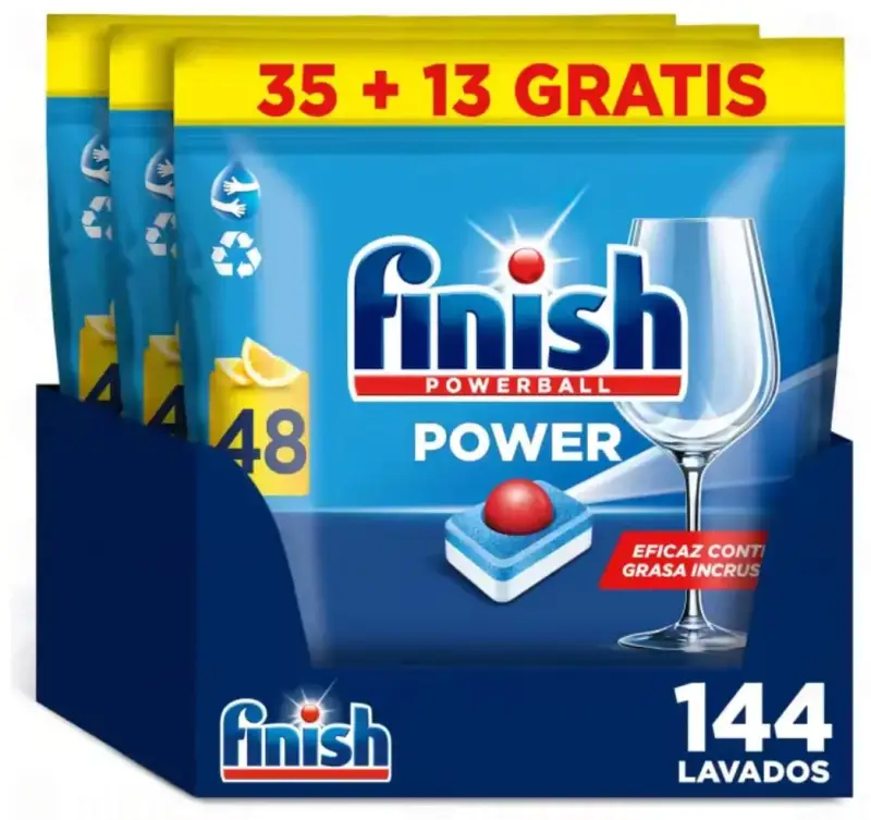 144 Pastillas de lavavajillas Finish Powerball All in 1 limón 144 Pastillas de lavavajillas Finish Powerball All in 1 limón