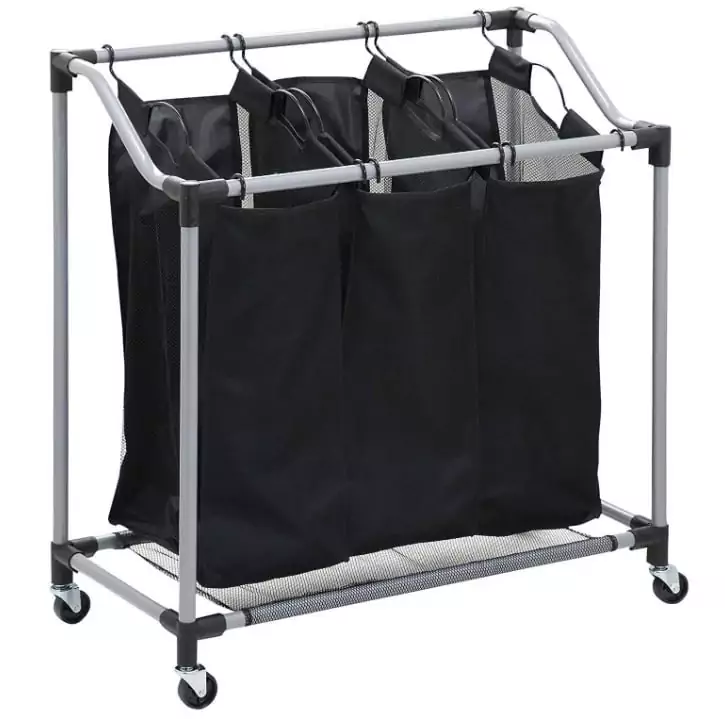 Carrito de lavandería con ruedas + 3 bolsas Carrito de lavandería con ruedas + 3 bolsas