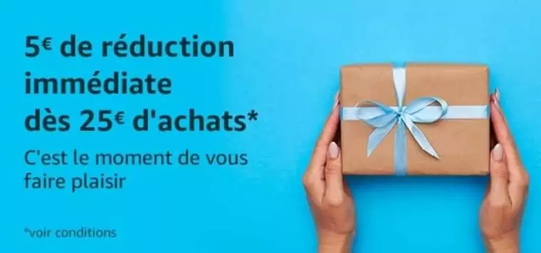 Cupón 5€ de dto. en pedidos +25€ (Cuentas Seleccionadas) en Amazon Francia Cupón 5€ de dto. en pedidos +25€ (Cuentas Seleccionadas) en Amazon Francia
