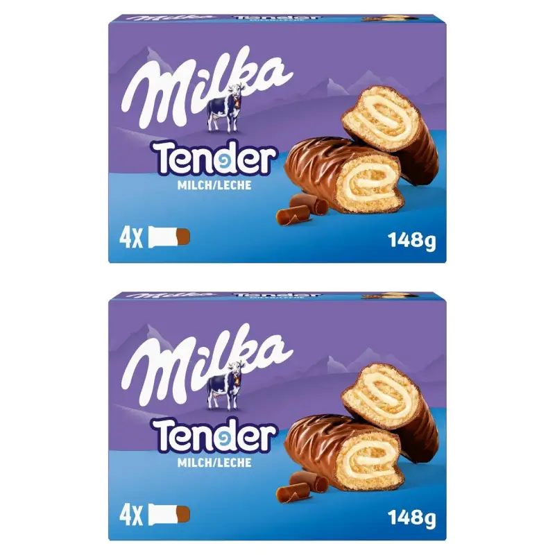 2 Milka Tender Barritas de Bizcocho con Relleno de Leche 148gr 2 Milka Tender Barritas de Bizcocho con Relleno de Leche 148gr