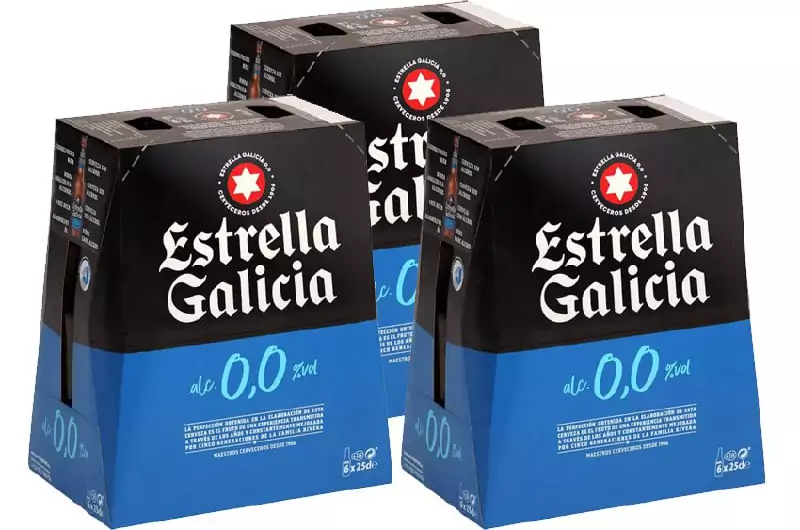 3 packs de 6 cervezas Estrella Galicia 0,0% 25cl 3 packs de 6 cervezas Estrella Galicia 0,0% 25cl