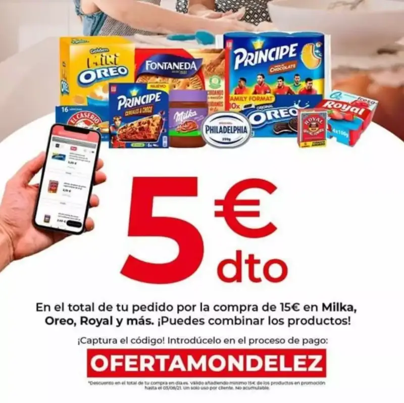 5€ Dto. en compras +15€ en marca Oreo, Principe, Royal y más en Día 5€ Dto. en compras +15€ en marca Oreo, Principe, Royal y más en Día