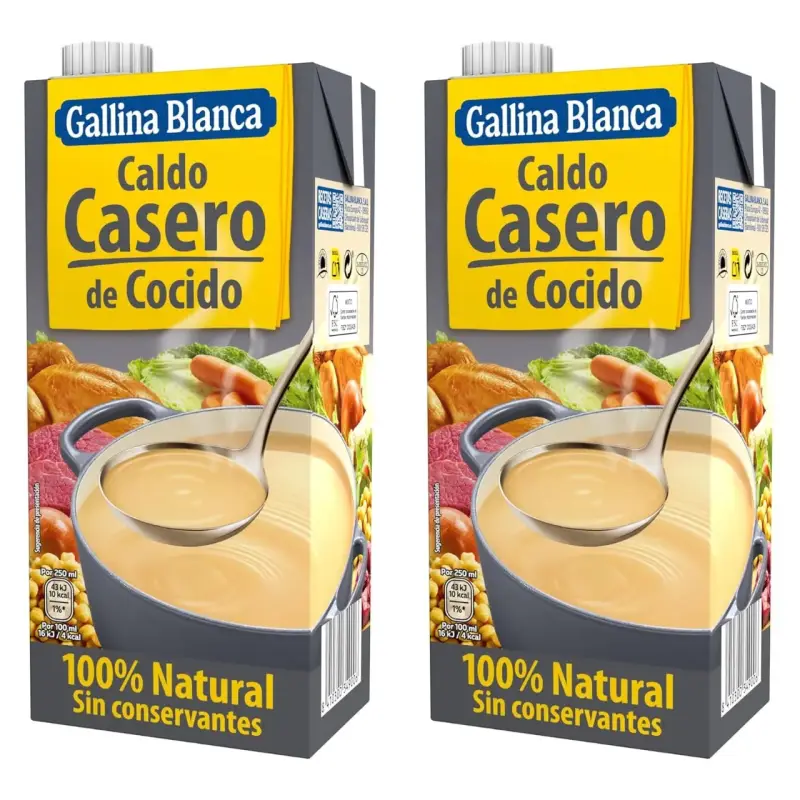 2 brick de 1L Caldo casero de cocido Gallina Blanca 2 brick de 1L Caldo casero de cocido Gallina Blanca