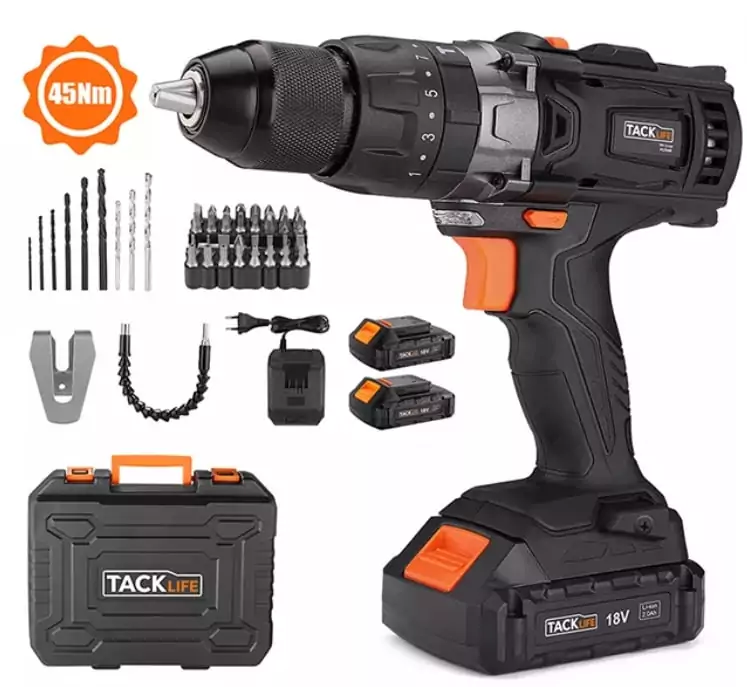 Taladro Atornillador 18V TACKLIFE + 2 Baterías + Accesorios Taladro Atornillador 18V TACKLIFE + 2 Baterías + Accesorios