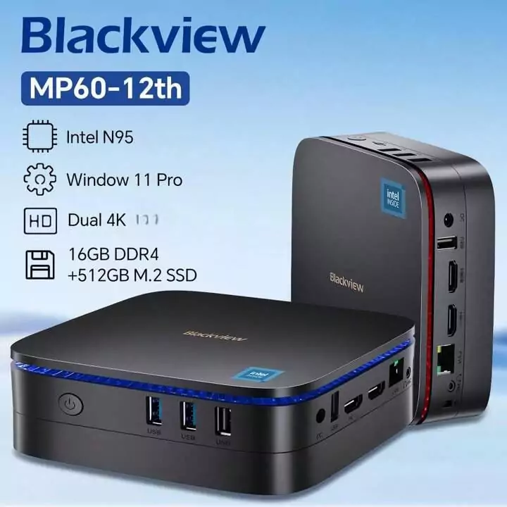 Mini PC Blackview MP60 Intel N95 con 16GB RAM y 512GB SSD M.2 Mini PC Blackview MP60 Intel N95 con 16GB RAM y 512GB SSD M.2