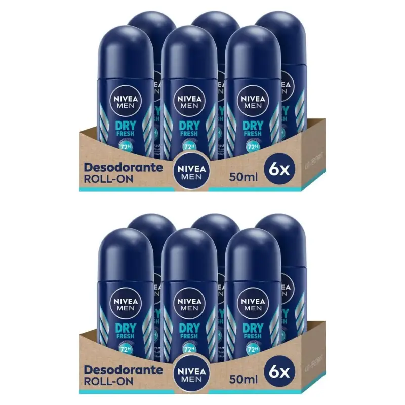 12x 50ml Desodorante Roll-On Dry Fresh Nivea Men 12x 50ml Desodorante Roll-On Dry Fresh Nivea Men