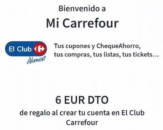 6€ GRATIS al crear tu cuenta nueva en Carrefour desde la APP 6€ GRATIS al crear tu cuenta nueva en Carrefour desde la APP