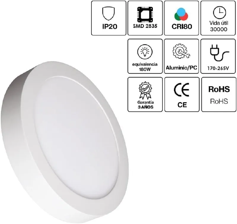 Plafon de superficie 25W luz fría (6000k) Plafon de superficie 25W luz fría (6000k)