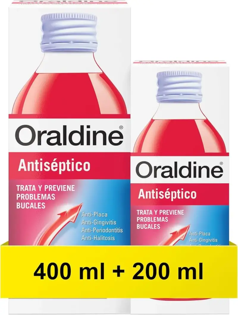 Pack de 3x Oraldine Colutorio Antiséptico 400ml + 200ml Pack de 3x Oraldine Colutorio Antiséptico 400ml + 200ml