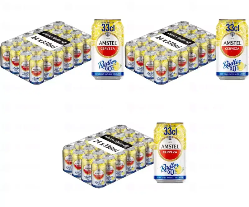 24x Latas 33cl Amstel Radler 0,0 Limón Sin Alcohol 24x Latas 33cl Amstel Radler 0,0 Limón Sin Alcohol