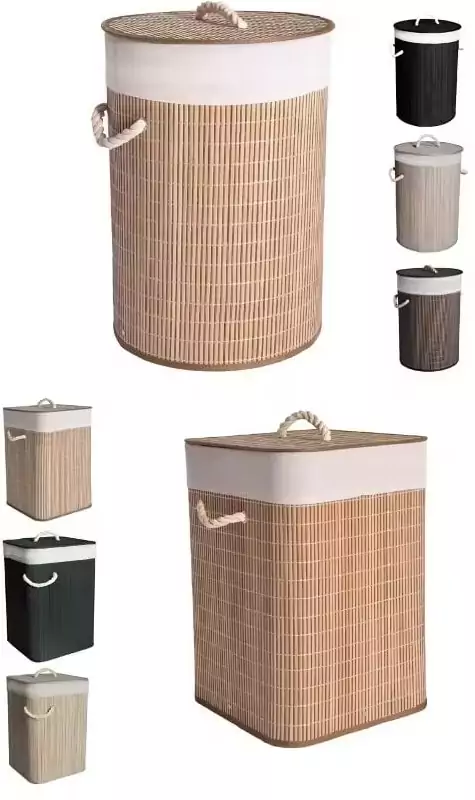 Cesto de la Ropa Sucia de bambú 50L Cesto de la Ropa Sucia de bambú 50L