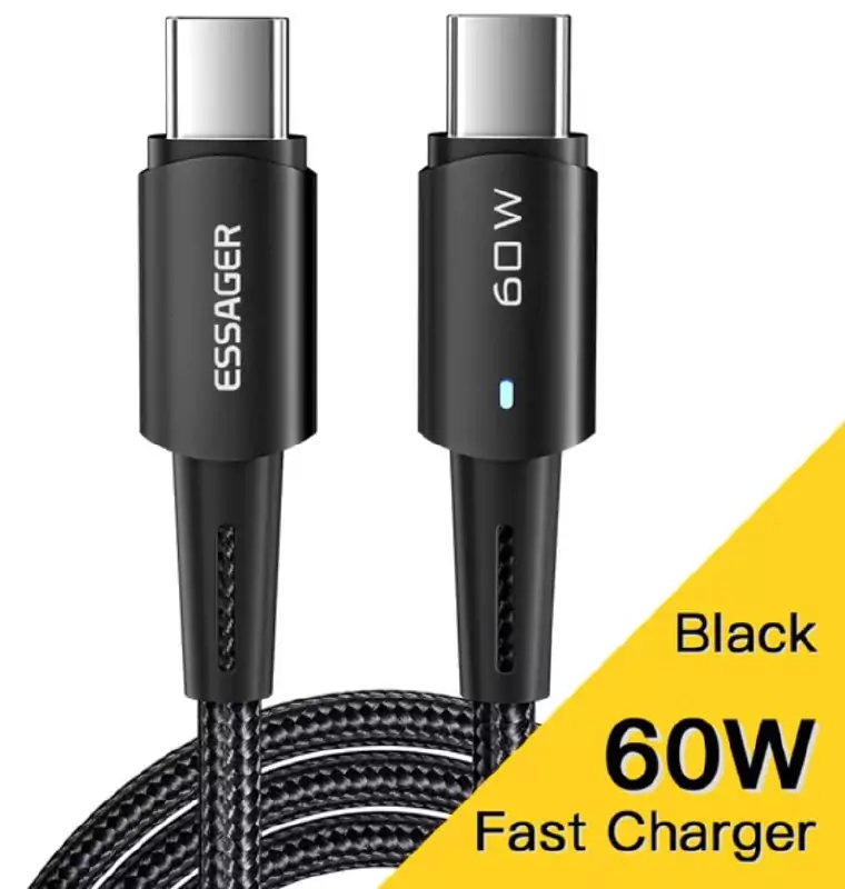 Cable de carga Essager 1 metro 60W Tipo-C Cable de carga Essager 1 metro 60W Tipo-C