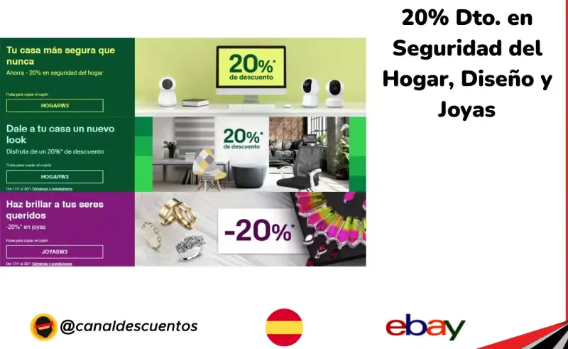 20% Dto. en Seguridad del hogar, Diseño y Joyas 20% Dto. en Seguridad del hogar, Diseño y Joyas
