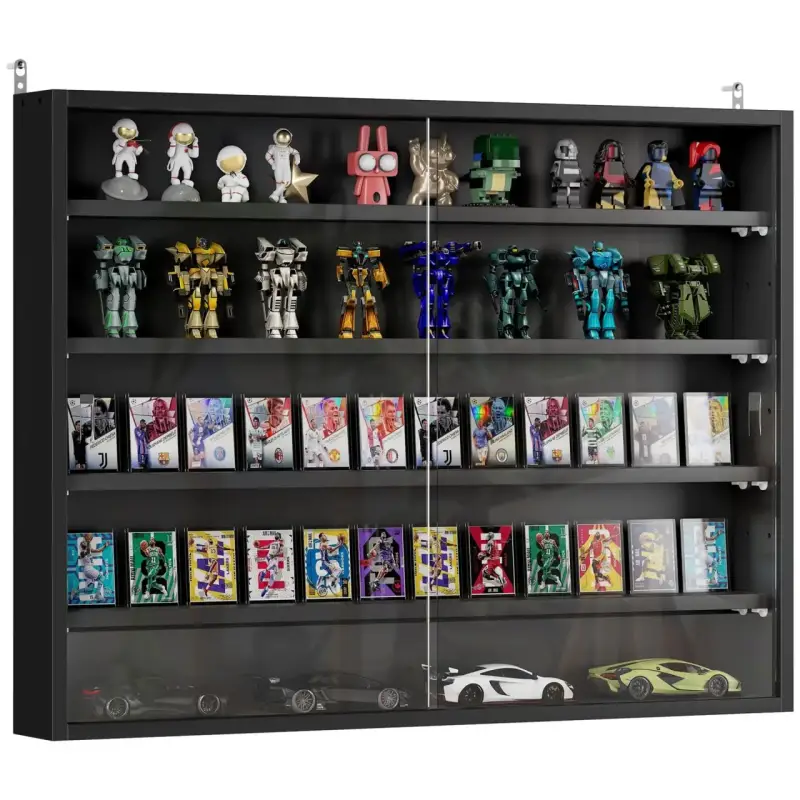Vitrina de Pared con Estantes Ajustables y 2 Puertas 80x9,5x60 cm Vitrina de Pared con Estantes Ajustables y 2 Puertas 80x9,5x60 cm