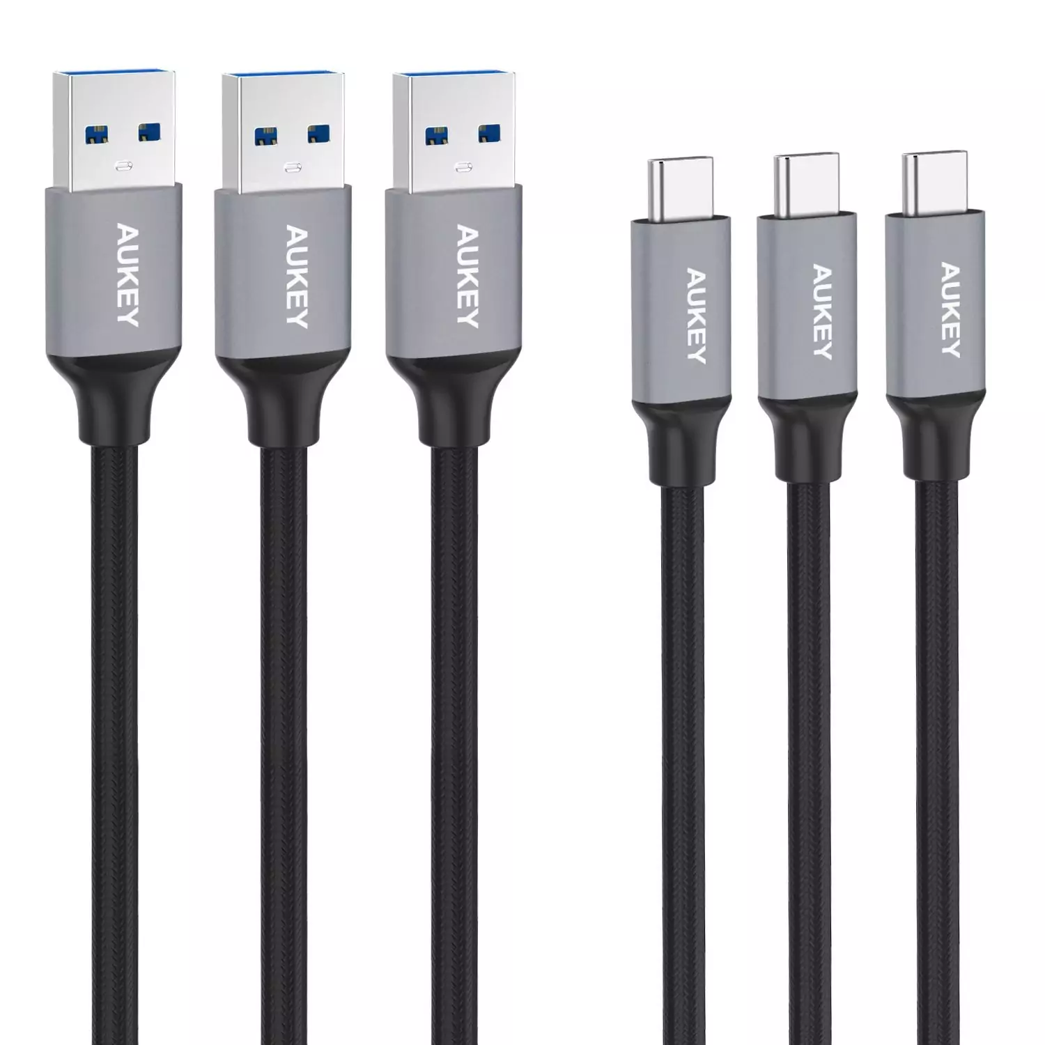 3 cables trenzados micro USB y tipo C 3 cables trenzados micro USB y tipo C