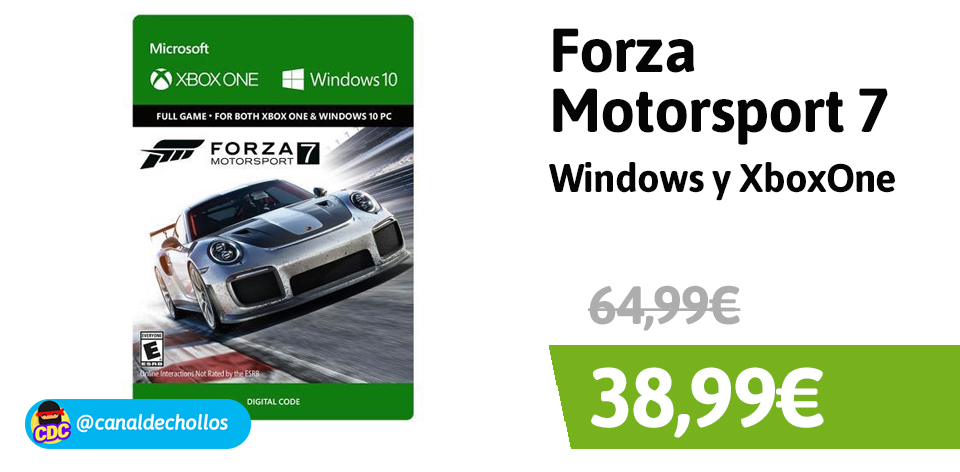 Forza Motorsport 7 Windows y Xbox One 38,99€