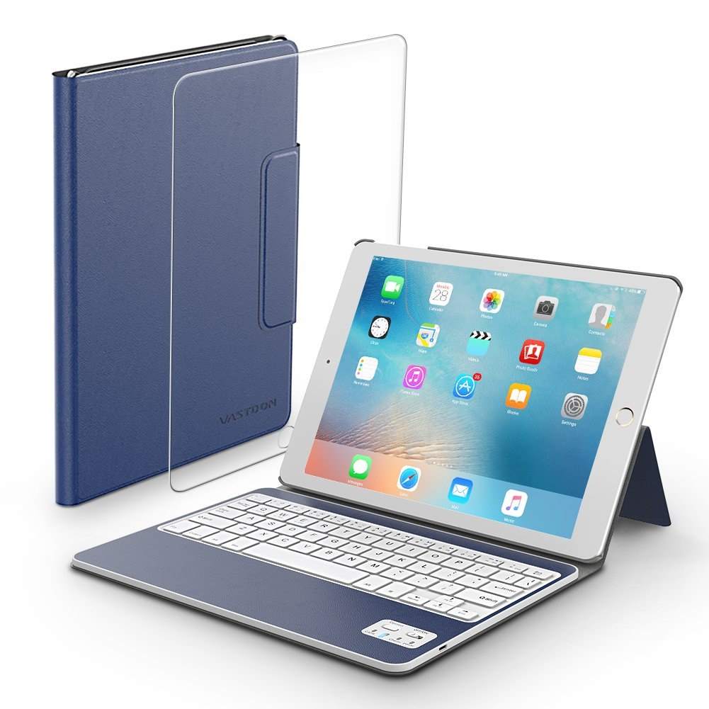Funda iPad con teclado bluetooth, batería y cristal templado 9.99€