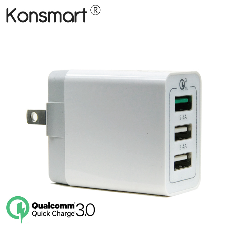 Konsmart 30W Quick Charge 3.0 3-Port USB Wall Charger