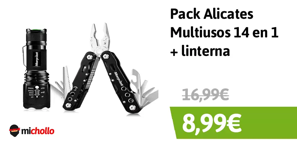 Pack Alicates Multiusos 14 en 1 y linterna Pack Alicates Multiusos 14 en 1 y linterna