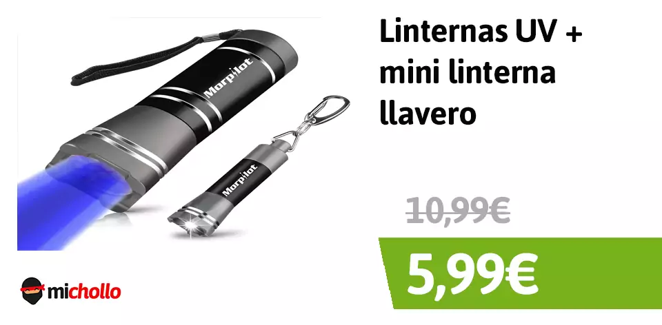 Linterna UV + mini linterna llavero Linterna UV + mini linterna llavero