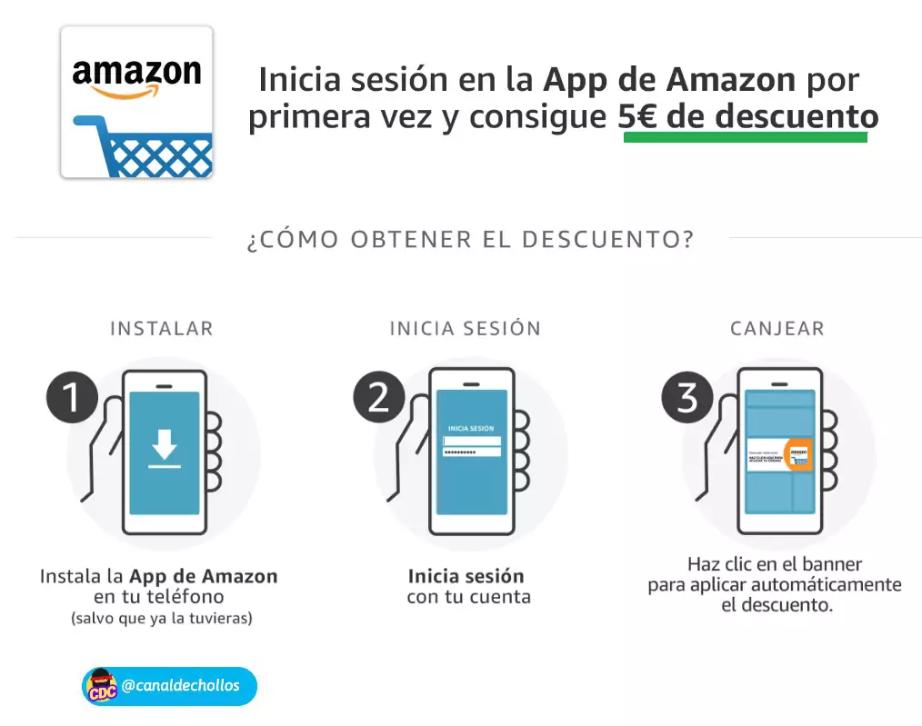 Consigue 5€ Gratis con la APP Amazon Consigue 5€ Gratis con la APP Amazon