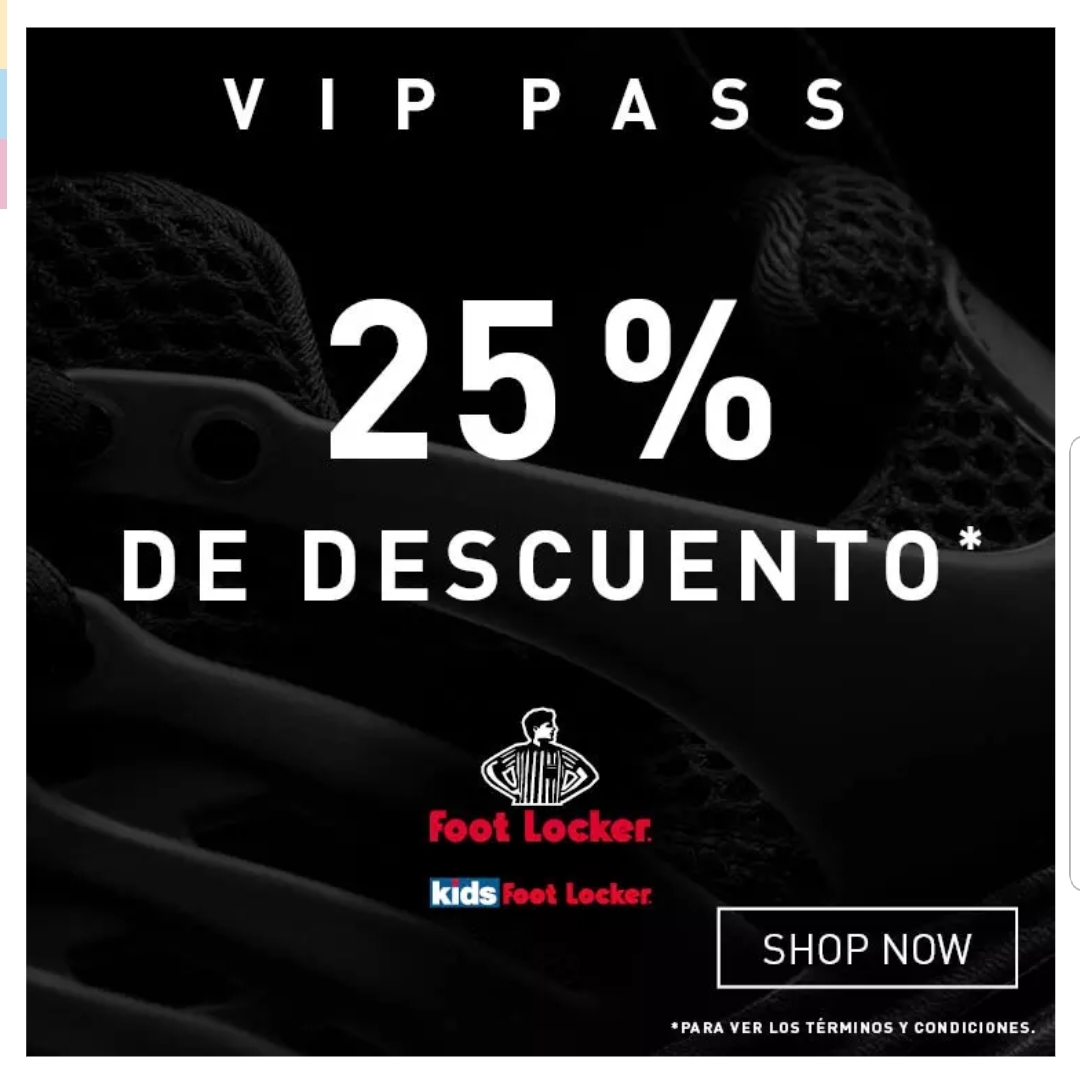 Foot Looker 25% de descuento en la web con cupón y en tienda.