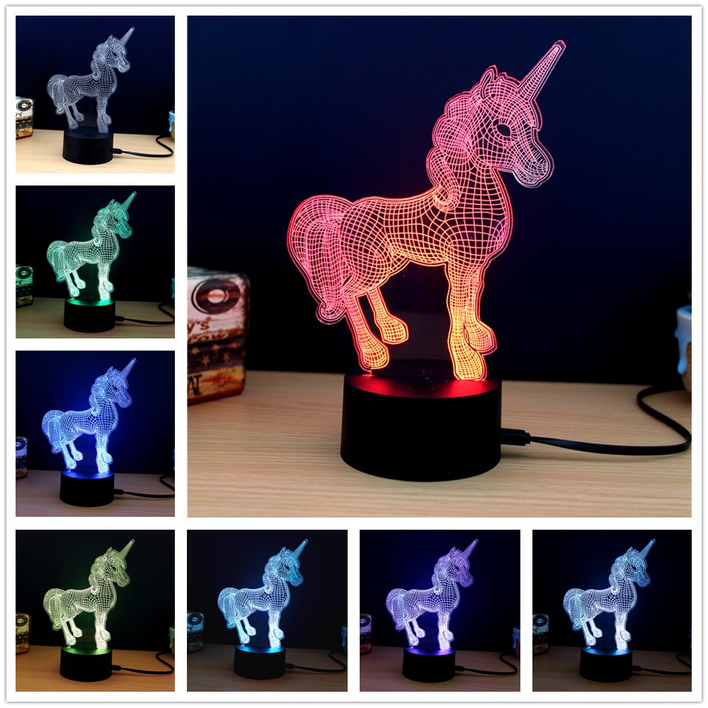 Lámpara LED con forma de unicornio