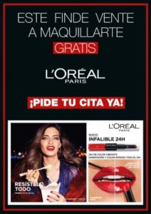 Maquillaje gratis con L'oréal: días 18-19 y 25-26 mayo