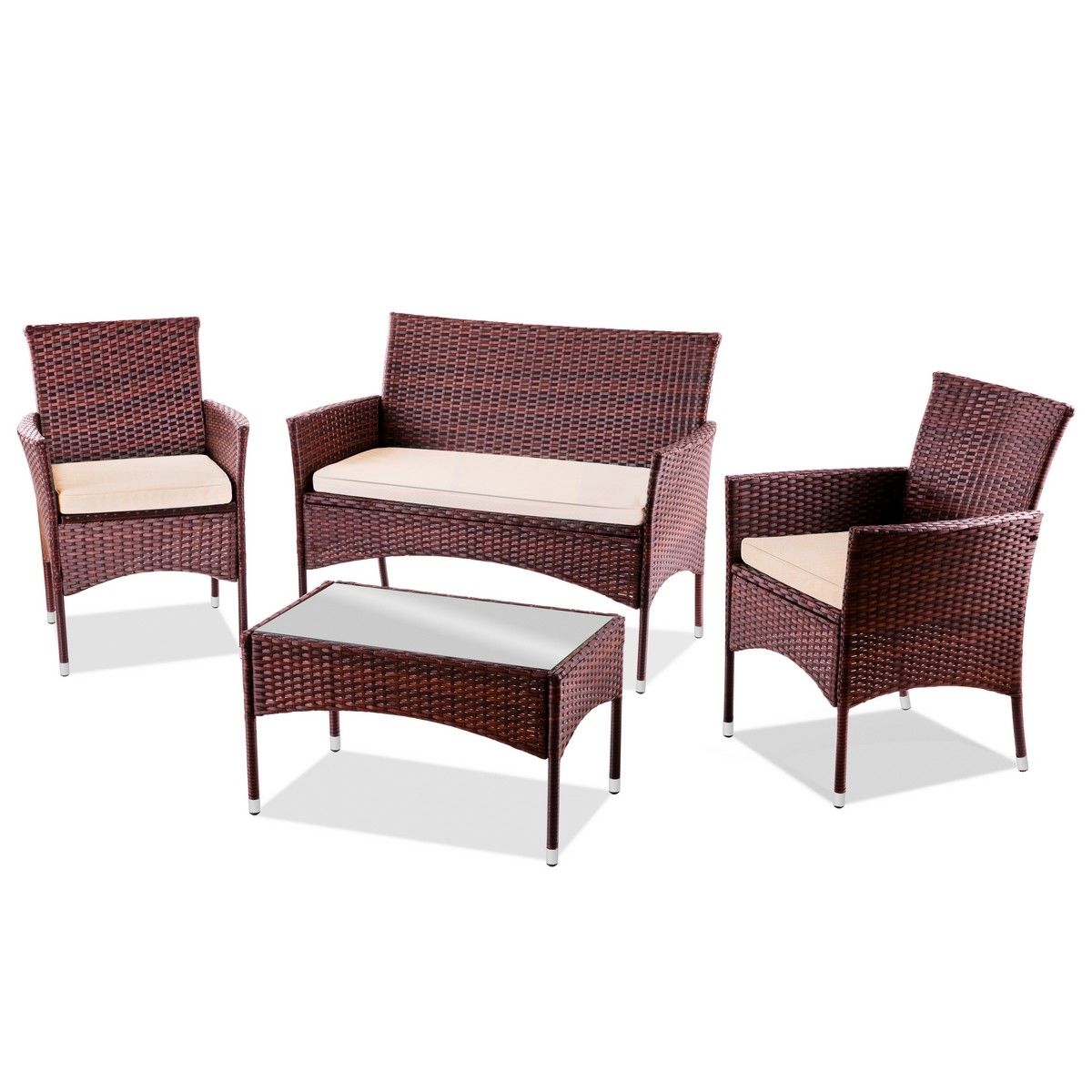 Set de muebles jardín terraza modelo messina 4pc ratán mesita+sillas–Mchaus