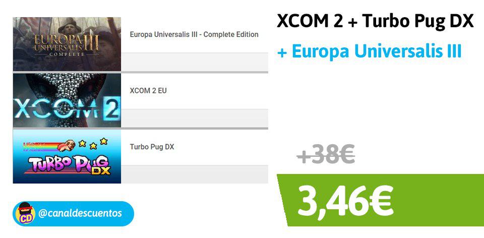 Xcom 2 + Europa Universalis III + Turbo Pug DX para Steam