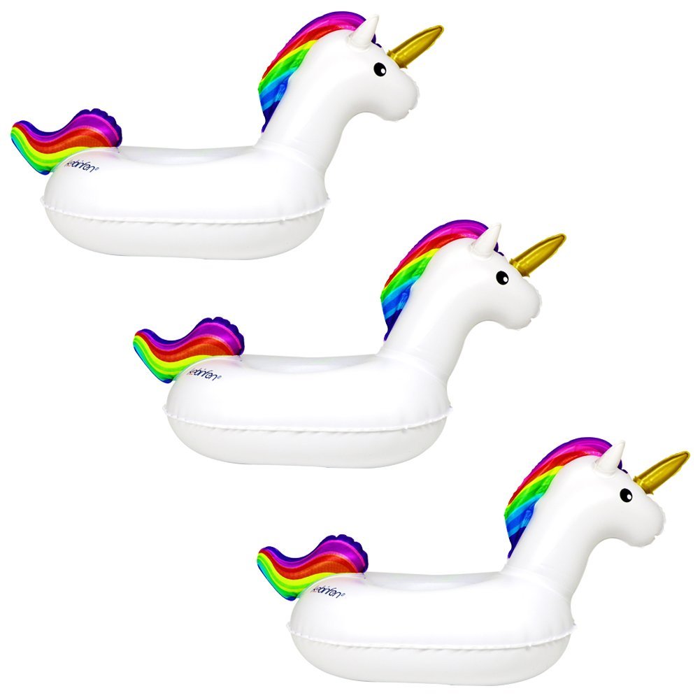 3X Unicornios posavasos flotadores