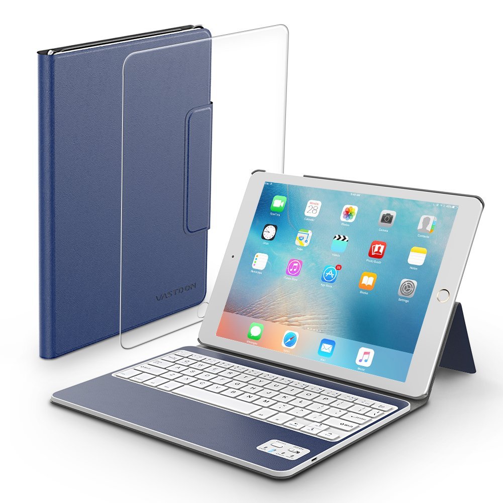 Funda iPad con teclado bluetooth, batería y cristal templado