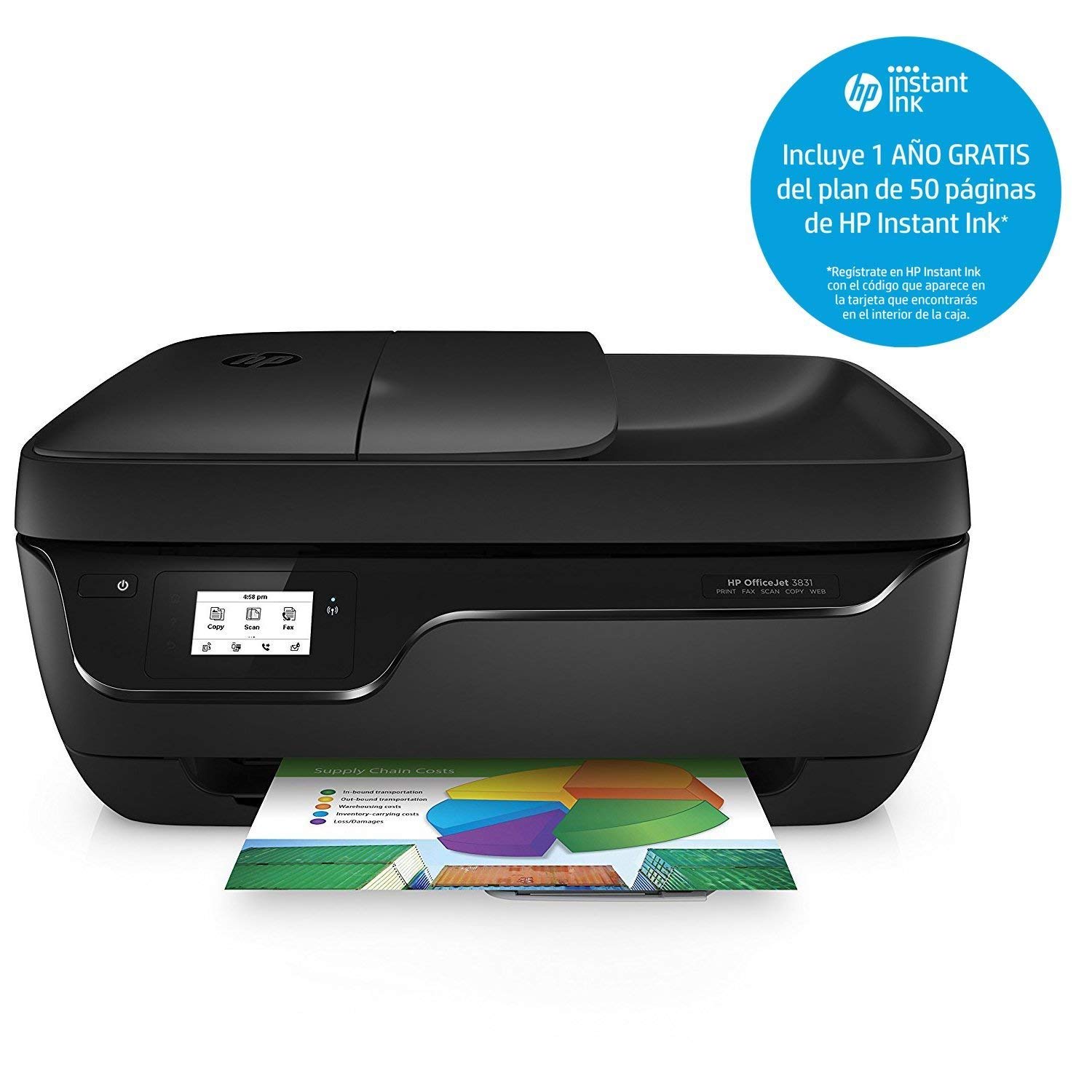 Impresora Multifunción HP OfficeJet 3831 + 3 meses Instant Ink = 39€