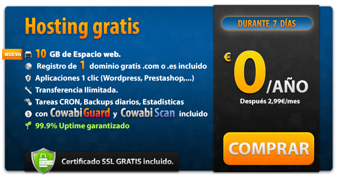 HOSTING GRATIS durante 1 año
