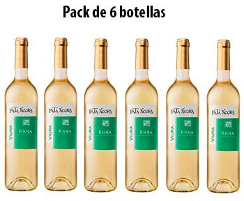 Pack de 6 botellas vino blanco Pata Negra Viura D.O Rioja