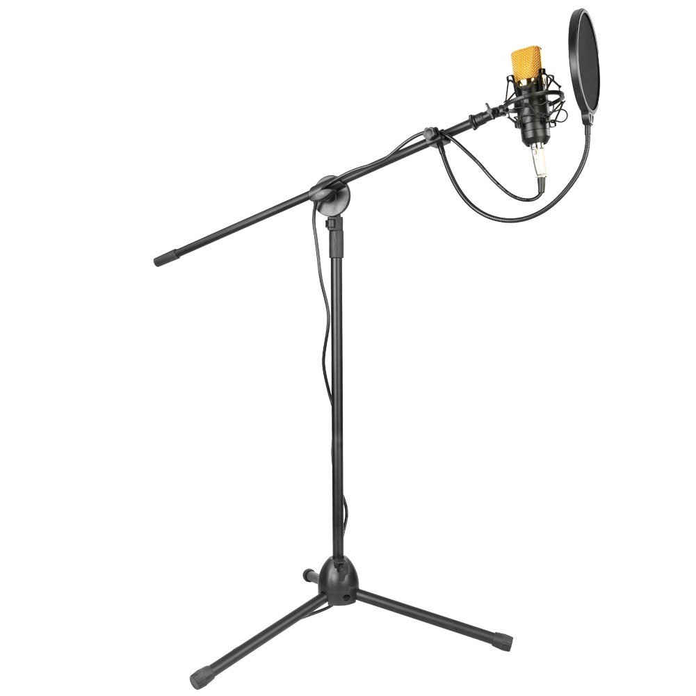 Micrófono Condensador y Kit de Accesorios para Estudio de Radiodifusión Grabación