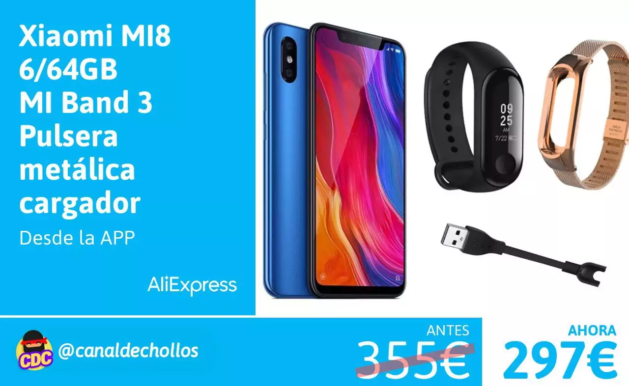 Xiaomi Mi8 64GB Azul + MI Band 3 + cargador band 3 Xiaomi Mi8 64GB Azul + MI Band 3 + cargador band 3