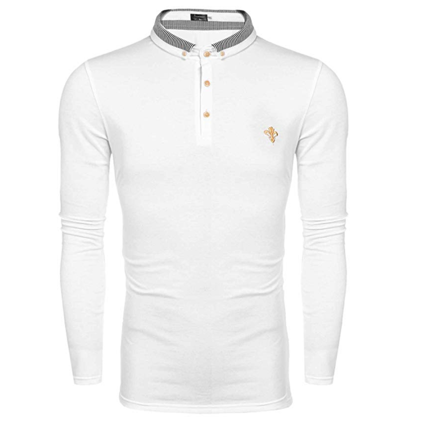 Polo de manga larga para hombre Coofandy