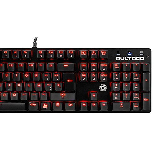 Bultaco Metralla GTS 501 - Teclado mecánico USB, (USB, 105 teclas, retroiluminación LED roja, Anti-Ghosting
