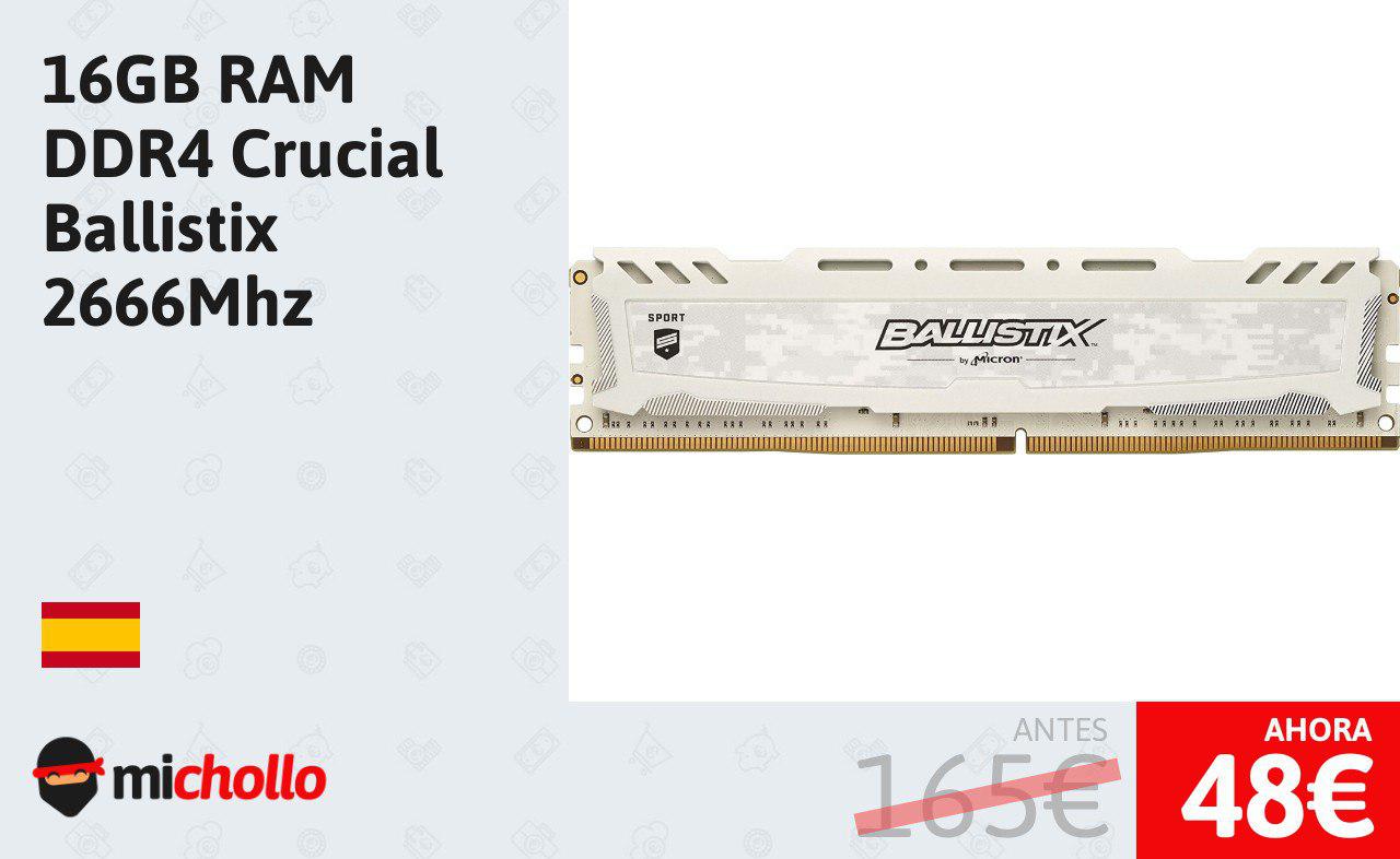 16GB RAM DDR4 Crucial Ballistix 2666Mhz