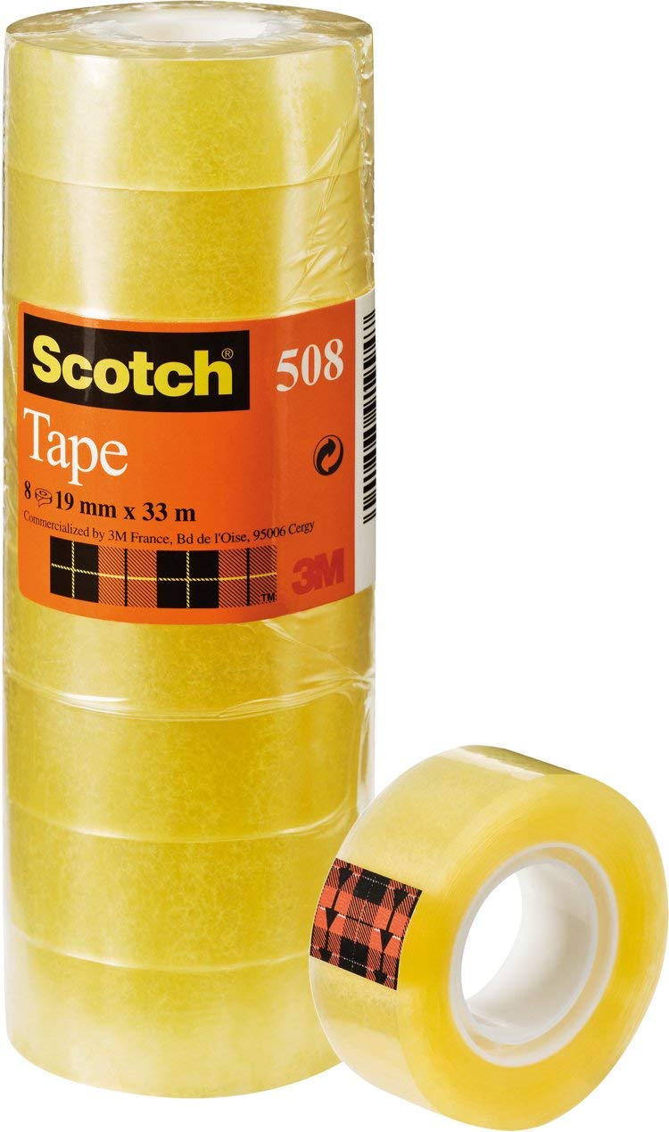 Producto plus Pack de 8 rollos de cinta adhesiva 19mm x 33m