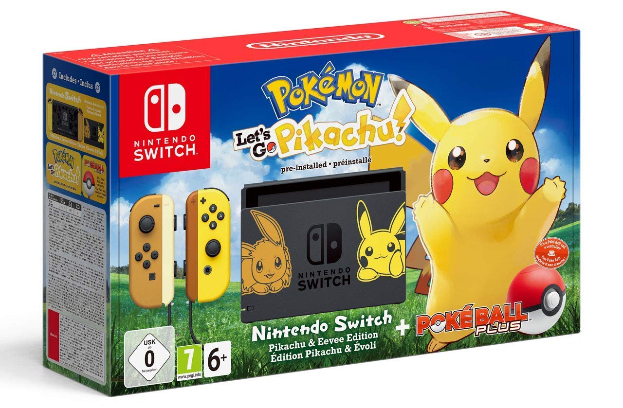 Nintendo Switch Pokémon: Consola + Let's Go Pikachu (Preinstalado) + Poké Ball Plus [Edición limitada]